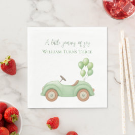 Pastel Green Car & Balloon - Paper Napkin Serviette