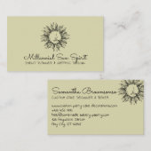 Pastel Green Celestial Sun Face Visitenkarte (Vorne/Hinten)