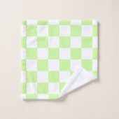 Pastel Green Checkered Gingham Pattern Badhandtuch Set (Waschlappen)