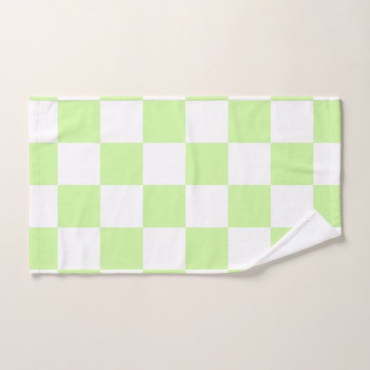 Pastel Green Checkered Gingham Pattern Badhandtuch Set (Handtuch)