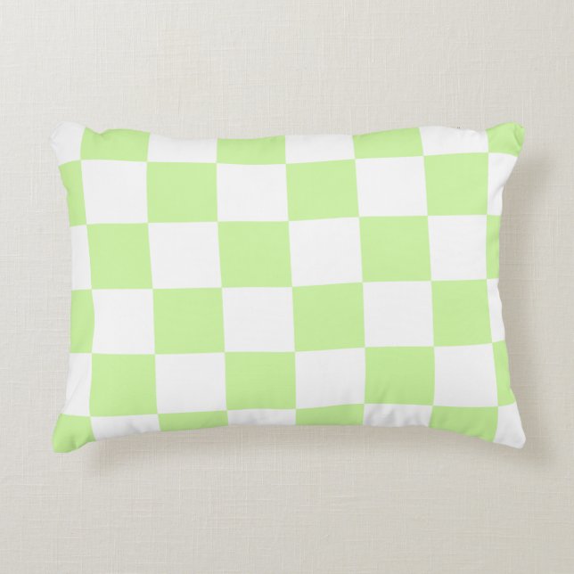 Pastel Green Checkered Gingham Pattern Dekokissen (Vorderseite)