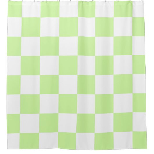 Pastel Green Checkered Gingham Pattern Duschvorhang (Vorderseite)