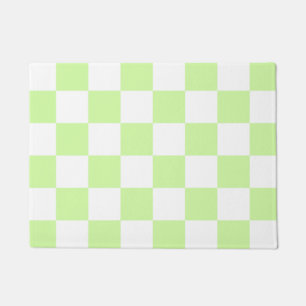 Pastel Green Checkered Gingham Pattern Fußmatte