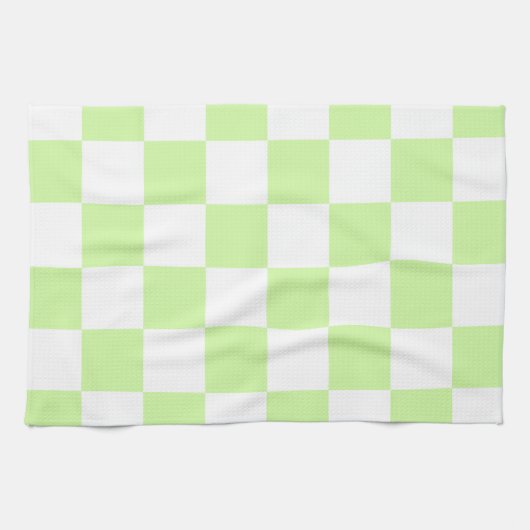 Pastel Green Checkered Gingham Pattern Geschirrtuch (Horizontal)