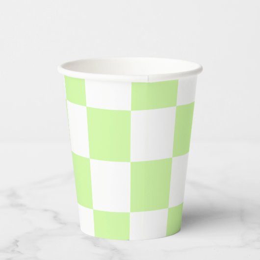 Pastel Green Checkered Gingham Pattern Pappbecher (Rechts)