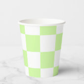 Pastel Green Checkered Gingham Pattern Pappbecher (Vorderseite)