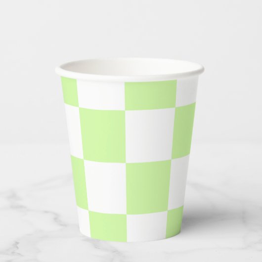 Pastel Green Checkered Gingham Pattern Pappbecher (Vorderseite)