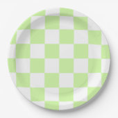 Pastel Green Checkered Gingham Pattern Pappteller (Vorderseite)