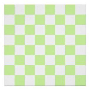 Pastel Green Checkered Gingham Pattern Poster