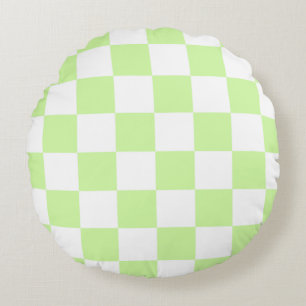 Pastel Green Checkered Gingham Pattern Rundes Kissen