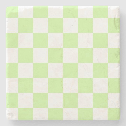 Pastel Green Checkered Gingham Pattern Steinuntersetzer (Vorderseite)