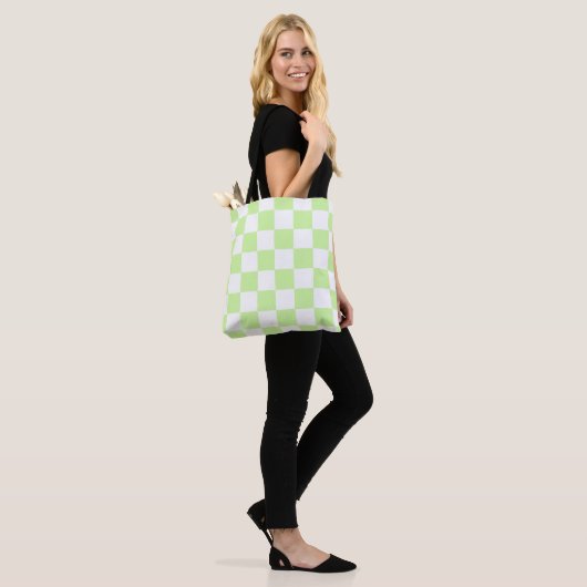 Pastel Green Checkered Gingham Pattern Tasche (Am Model)