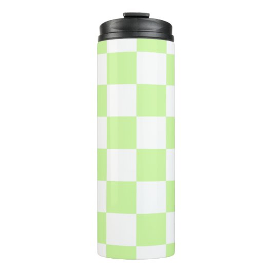 Pastel Green Checkered Gingham Pattern Thermosbecher (Vorderseite)