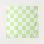 Pastel Green Checkered Gingham Pattern Wandteppich (Vorderseite (Horizontal))