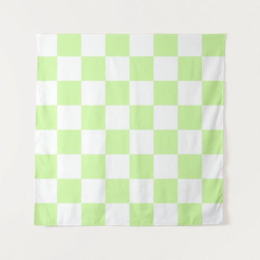 Pastel Green Checkered Gingham Pattern Wandteppich (Vorderseite (Horizontal))