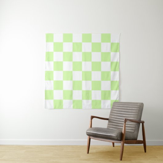 Pastel Green Checkered Gingham Pattern Wandteppich (Beispiel)