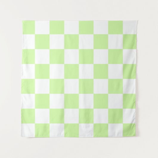 Pastel Green Checkered Gingham Pattern Wandteppich (Vorderseite)