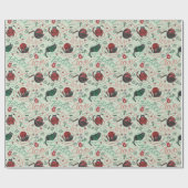 Pastel Green Christmas Peace and Liebe Garn Kätzch Geschenkpapier (Flach)