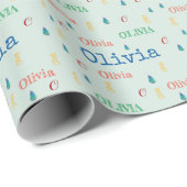 Pastel Green Christmas Wiederholname Personalisier Geschenkpapier (Rolleneckpunkt)