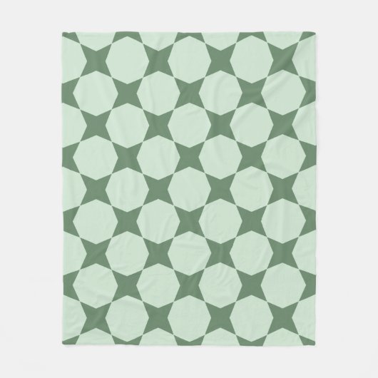 Pastel Green Circle Hexagon skandinavisches Muster Fleecedecke (Vorderseite)