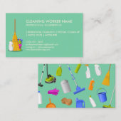 Pastel Green Clean Service Housekeeper Janitorial Visitenkarte (Vorne/Hinten)