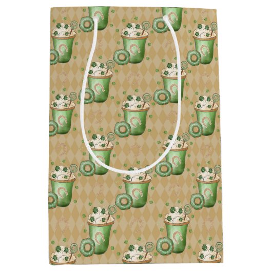 PASTEL GREEN & CREAM IRISH GETRÄNKE MITTLERE GESCHENKTÜTE (Vorderseite)