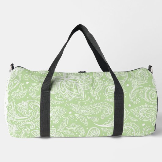 PASTEL GREEN ELABORATE PAISLEY PATTERN & DOTS DUFFLE BAG (Vorderseite)