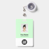 Pastel Green Employee Foto, Bar Code, Name Ausweis (Vorderseite mit Ausziehbar)