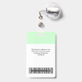Pastel Green Employee Foto, Bar Code, Name Ausweis (Rückseite mit Ausziehbar)