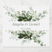 Pastel Green Eucalyptus Foliage Elegance Wedding Schaumweinetikett (Einzelnes Label)