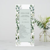 Pastel Green Eucalyptus Foliage Wedage Program (Stehend Vorderseite)