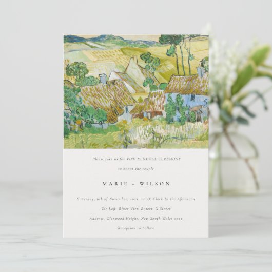 Pastel Green Fields Berglandschaft Vow Erneuerung Einladung (Stehend Vorderseite)