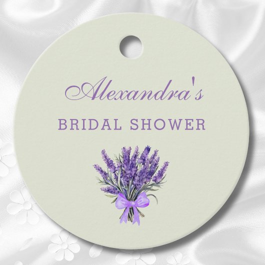 Pastel Green Floral Bow Lavender Brautparty Geschenkanhänger