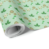 Pastel Green Floral Geschenk Wrap Geschenkpapier (Rolleneckpunkt)