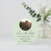 Pastel Green Foto Save the Date Runde Einladung (Stehend Vorderseite)