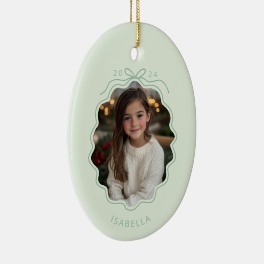Pastel Green Foto Simple Bow Ornament (Rechts)