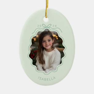 Pastel Green Foto Simple Bow Ornament