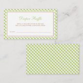 Pastel Green Gingham Baby Duwer Diaper Raffle Begleitkarte (Vorne/Hinten)