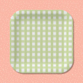 Pastel Green Gingham Karo Pattern Papierplatte Pappteller
