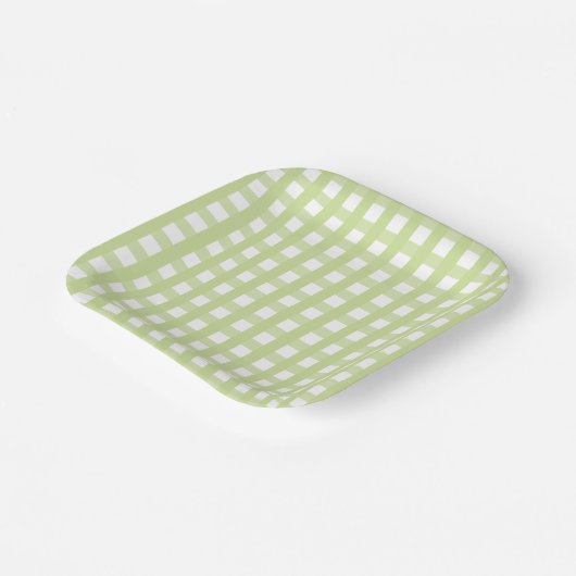Pastel Green Gingham Karo Pattern Papierplatte Pappteller (Gewinkelt)