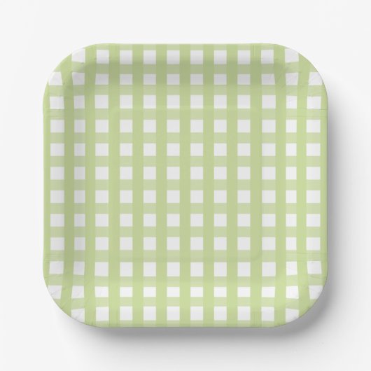 Pastel Green Gingham Karo Pattern Papierplatte Pappteller (Vorderseite)