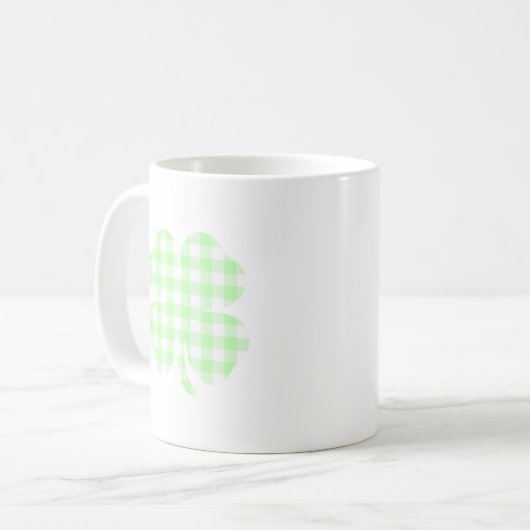Pastel Green Gingham Kleeblatt Kaffeetasse (Vorderseite Links)
