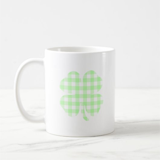 Pastel Green Gingham Kleeblatt Kaffeetasse (Links)