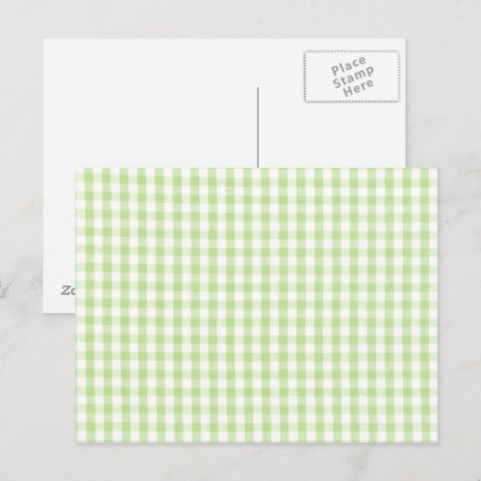 Pastel Green Gingham-Muster Postkarte (Vorne/Hinten)