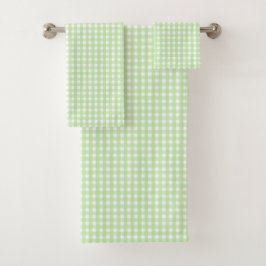 Pastel Green Gingham Pattern Badhandtuch Set