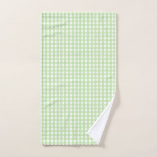 Pastel Green Gingham Pattern Badhandtuch Set (Handtuch)