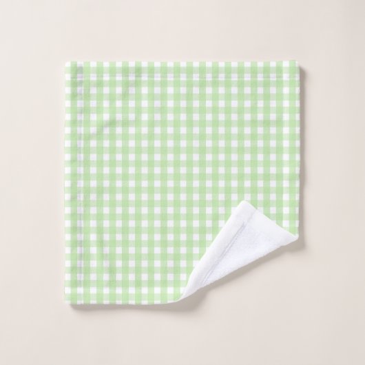 Pastel Green Gingham Pattern Badhandtuch Set (Waschlappen)