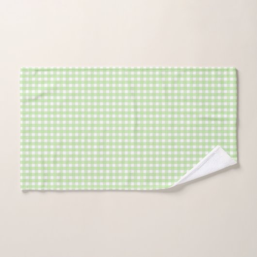 Pastel Green Gingham Pattern Badhandtuch Set (Handtuch)