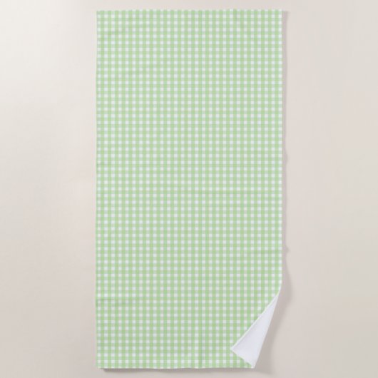 Pastel Green Gingham Pattern Strandtuch (Vorderseite)