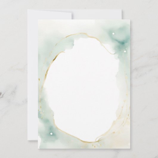 Pastel Green Gold Cross Christening Taufe Einladung (Rückseite)